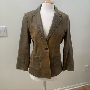 BUTTER Soft Brushed Leather Distressed 1 Button Blazer size L/XL Cowgirl Chic